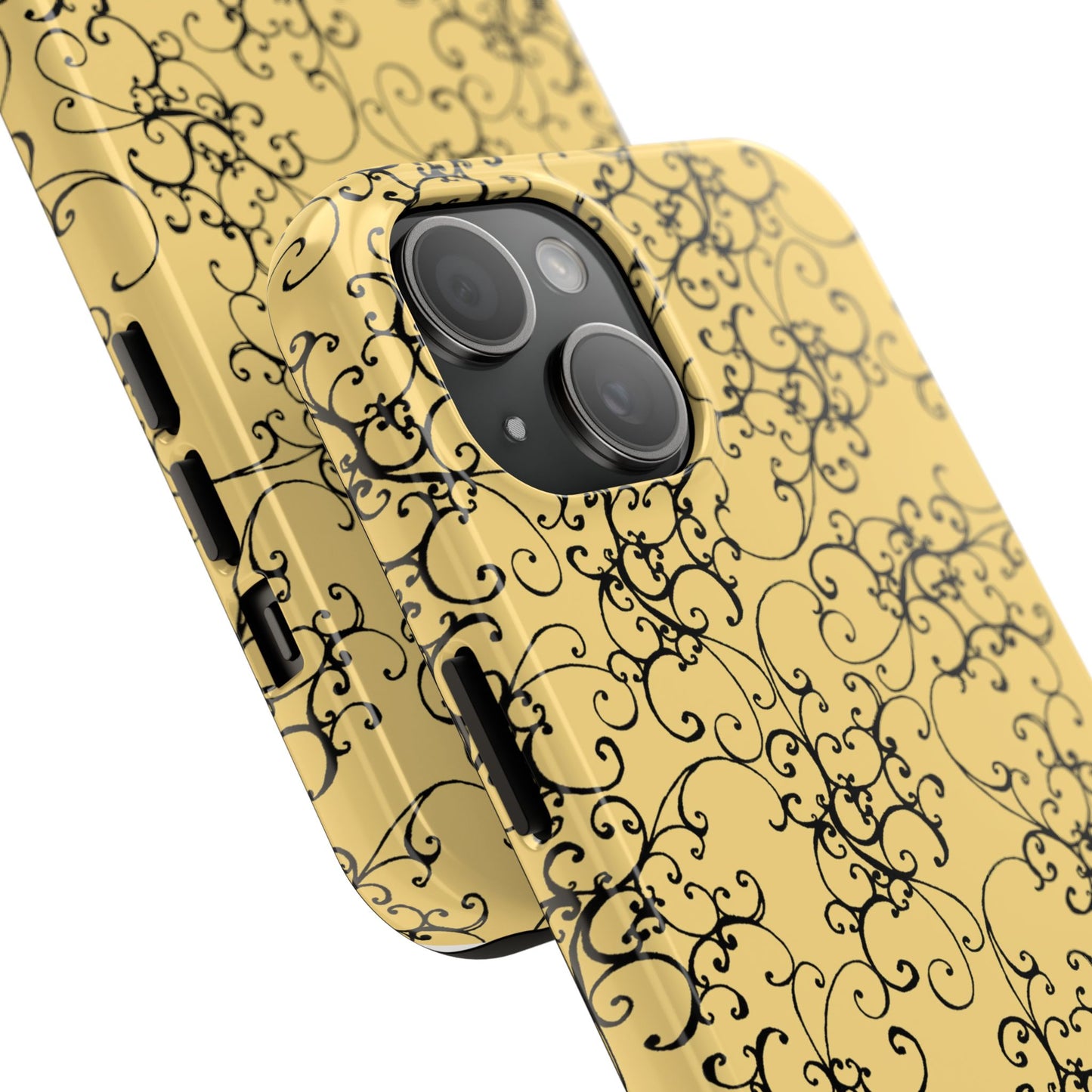 Elegant Scroll Yellow / Black Phone Case