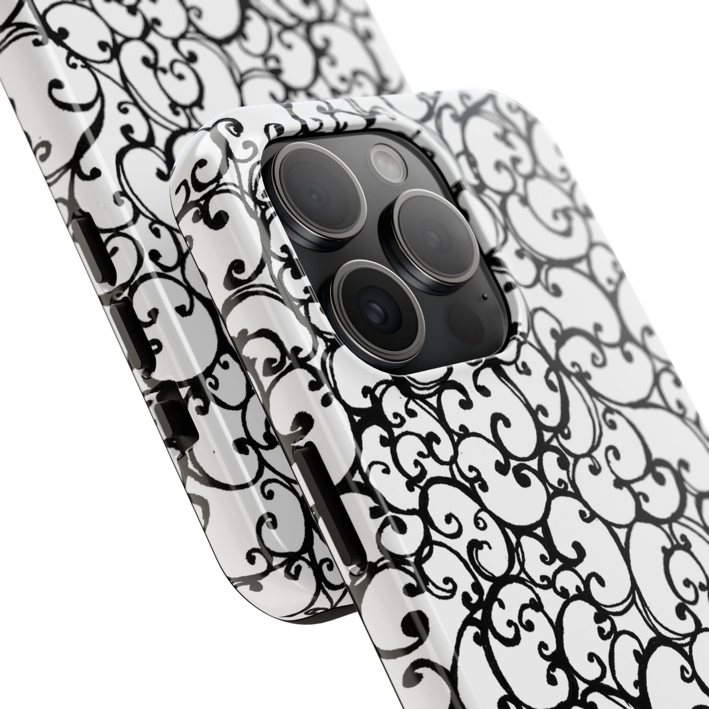 Scrollie White / Black Phone Case