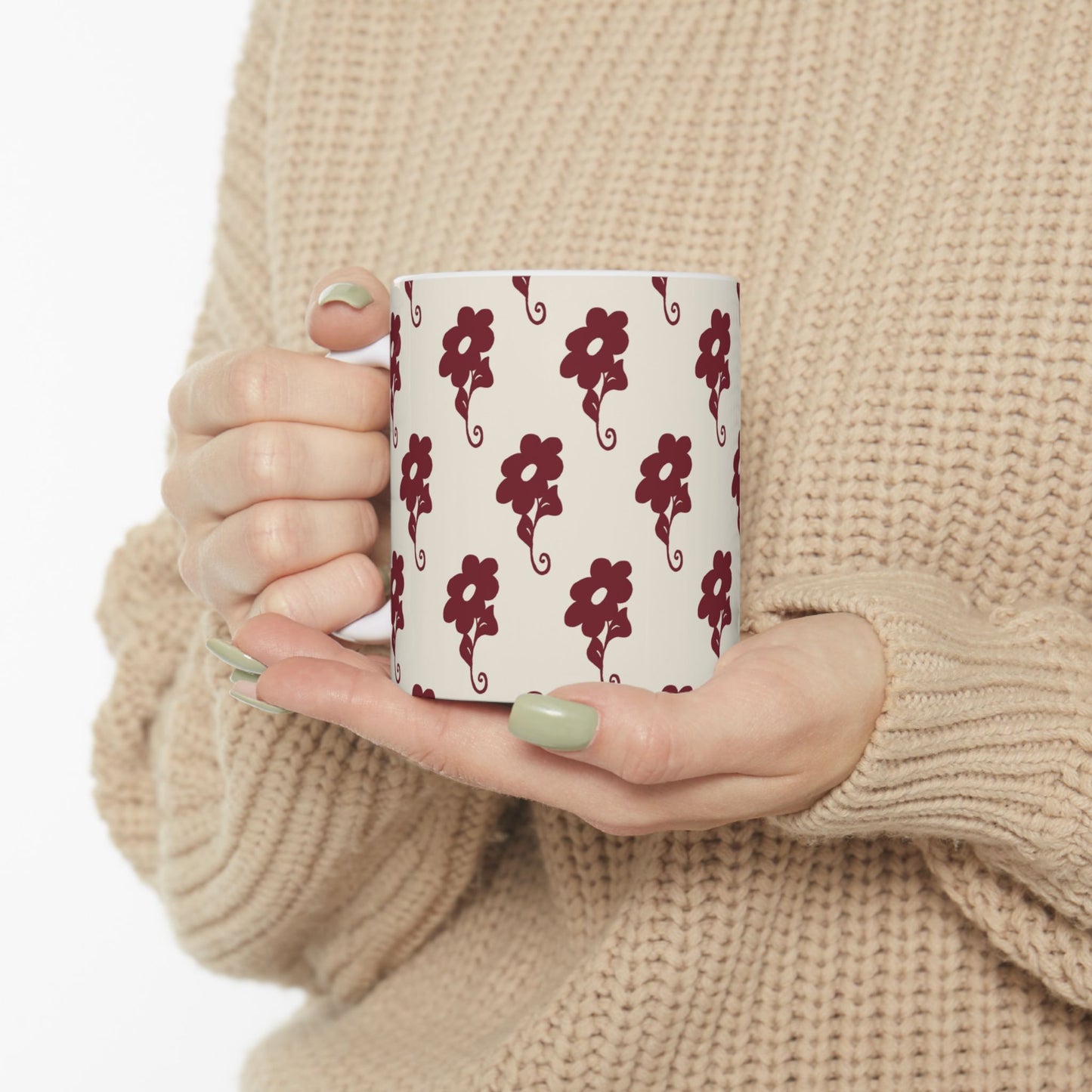 Flowers Ivory / Red Cup