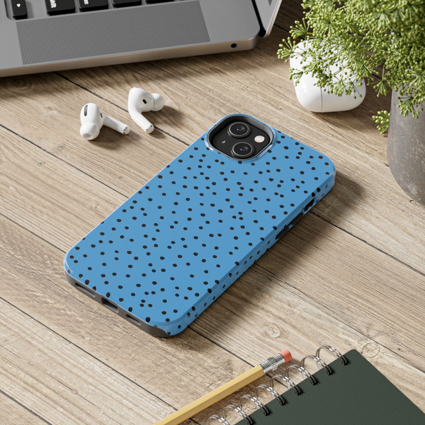 Dinky Dots Turquoise / Black Phone Case