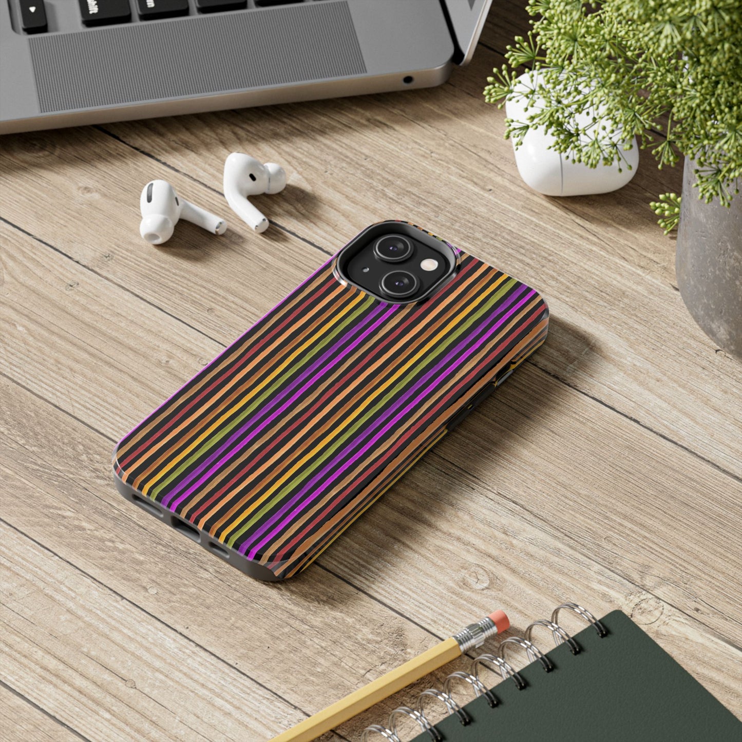 Spice Stripe Black Phone Case