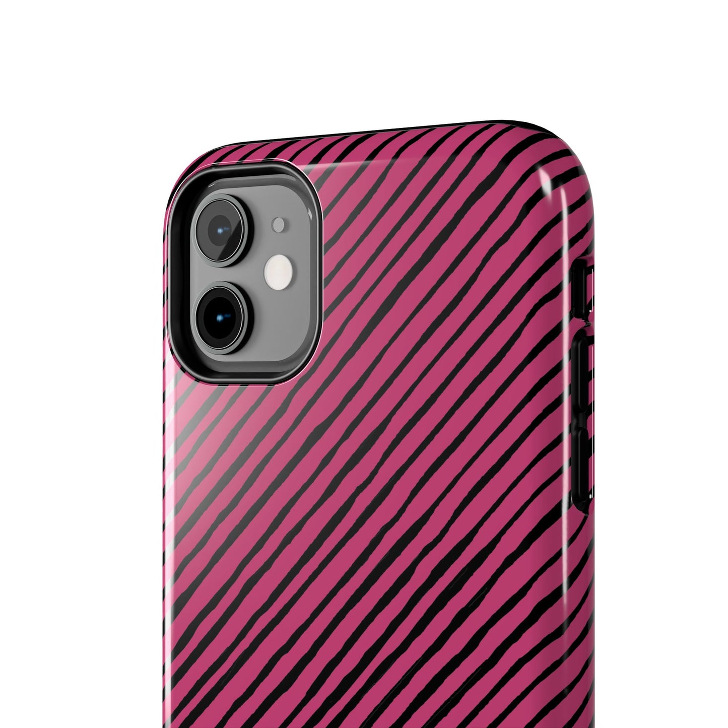 Quirky Bias Stripe Magenta / Black Phone Case