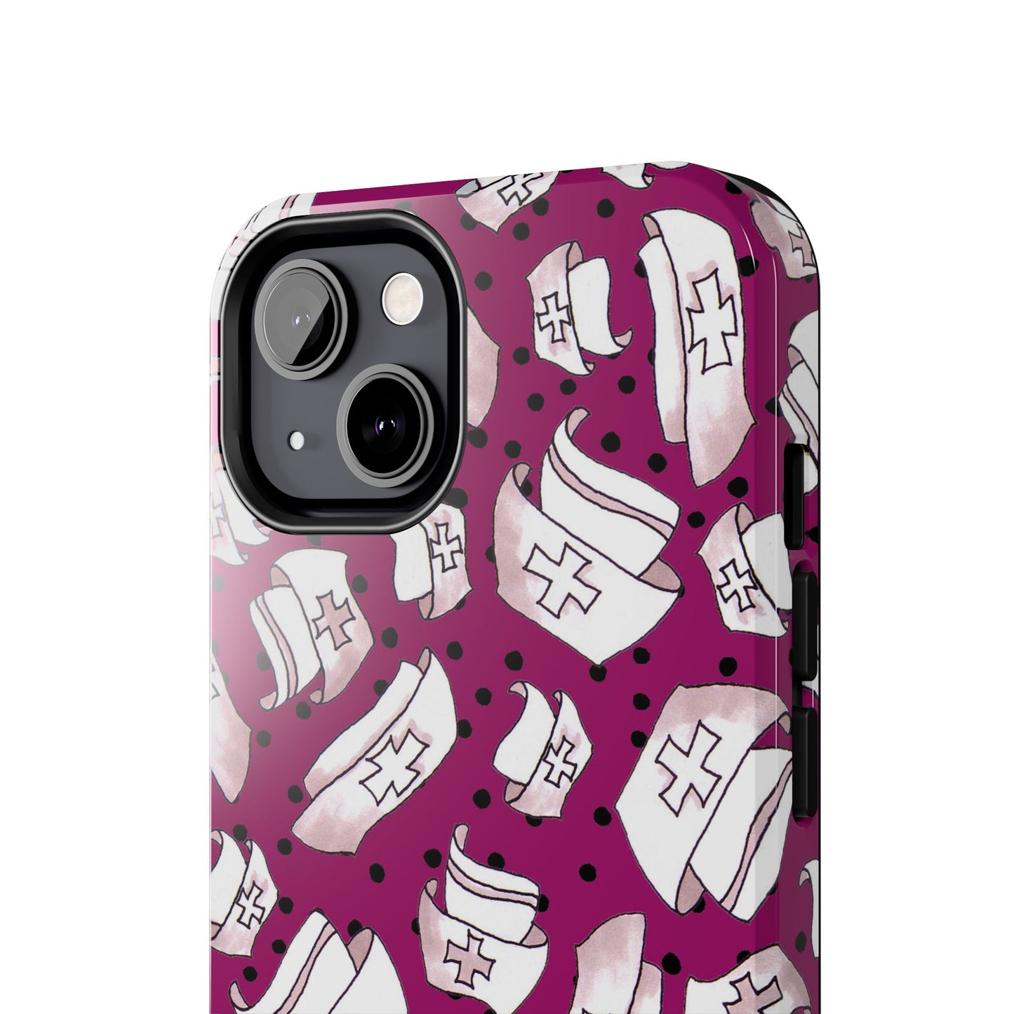 Med Hats Burgundy / Black Phone Case