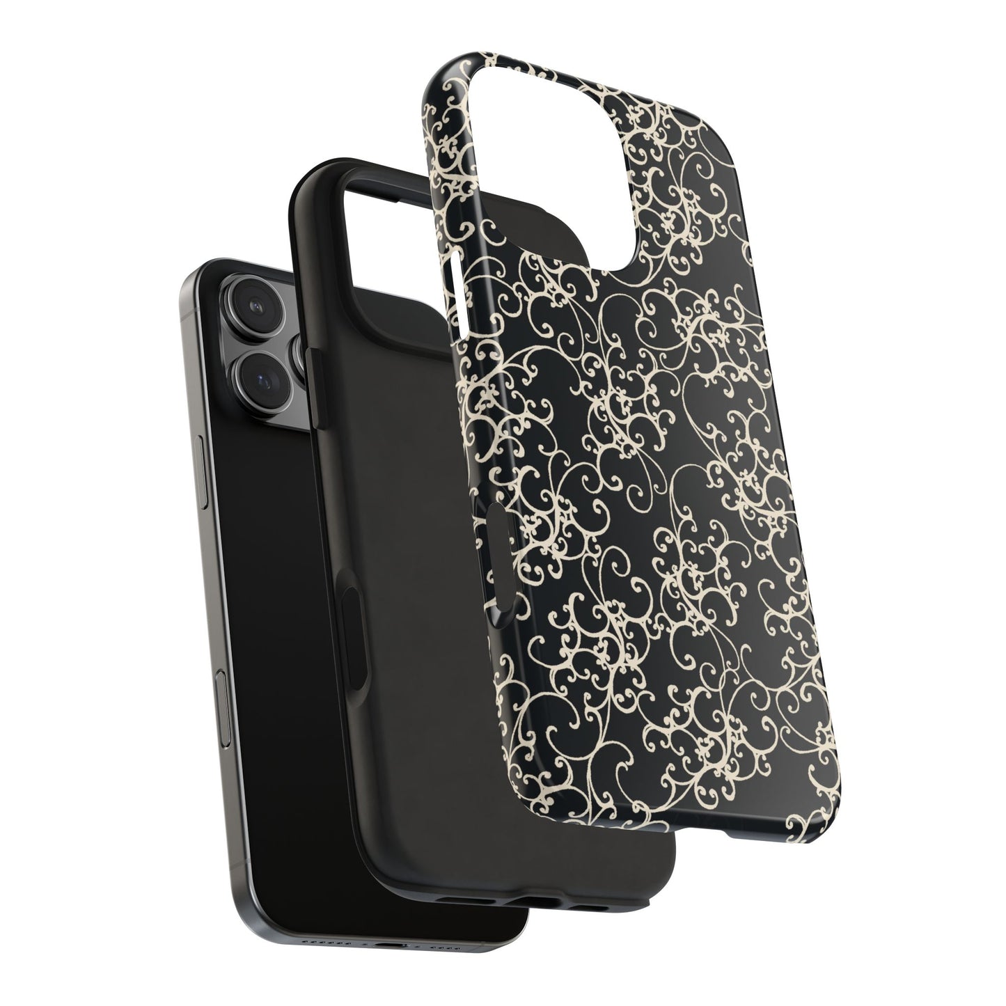 Elegant Scroll Black / Ivory Phone Case