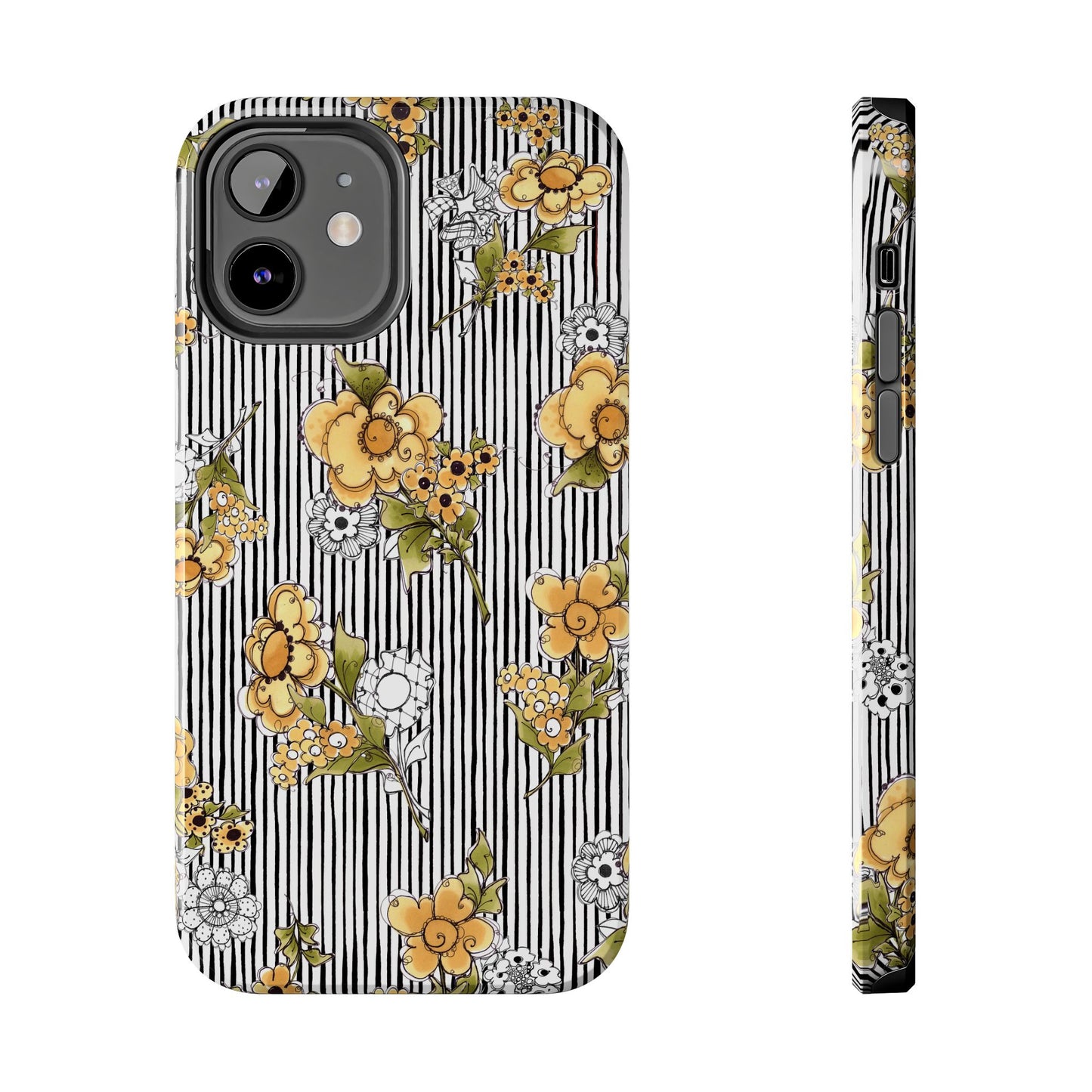 Bee Floral White / Black Phone Case