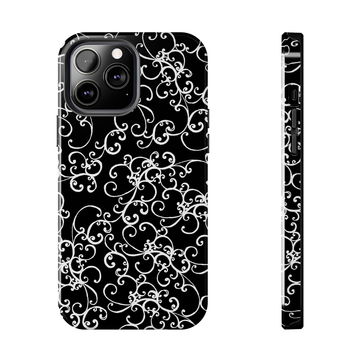 Elegant Scroll Black / White Phone Case