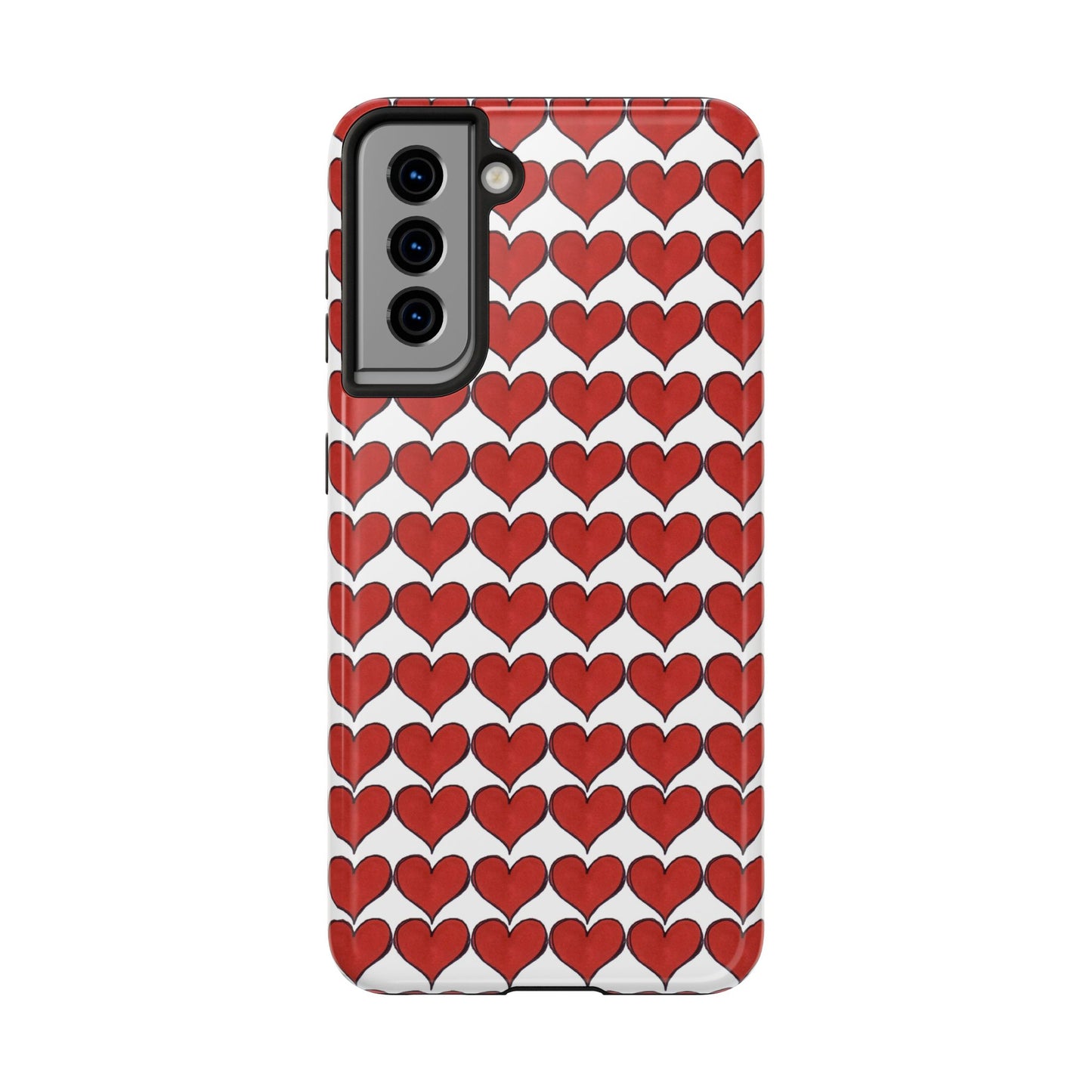 Heartbeats White / Red Phone Case