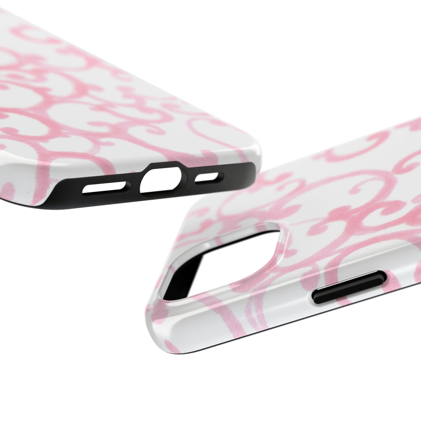 Scrollie White / Pink Phone Case