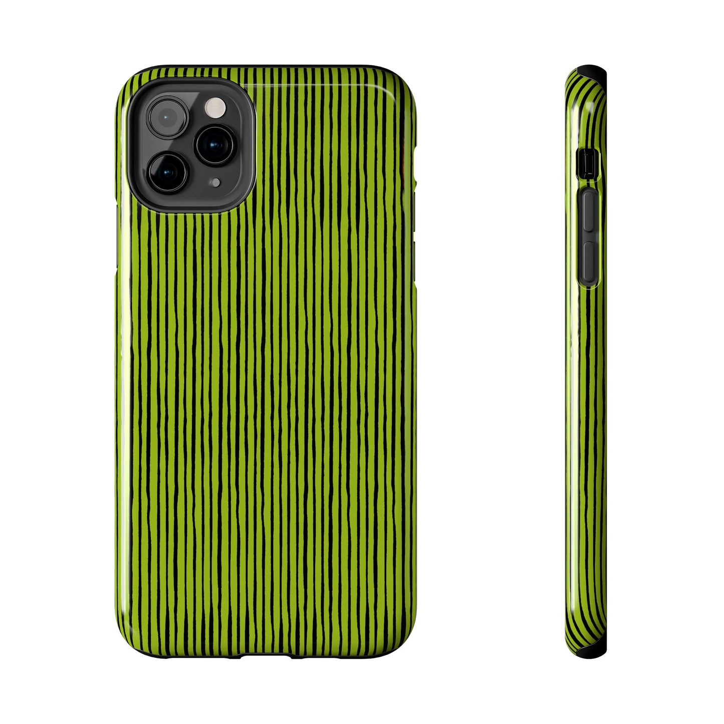 Quirky Pin Stripe Green / Black Phone Case