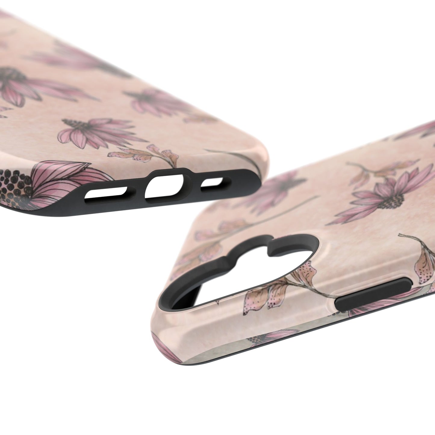 Wild Cone Flowers Pink Marble Phone Case