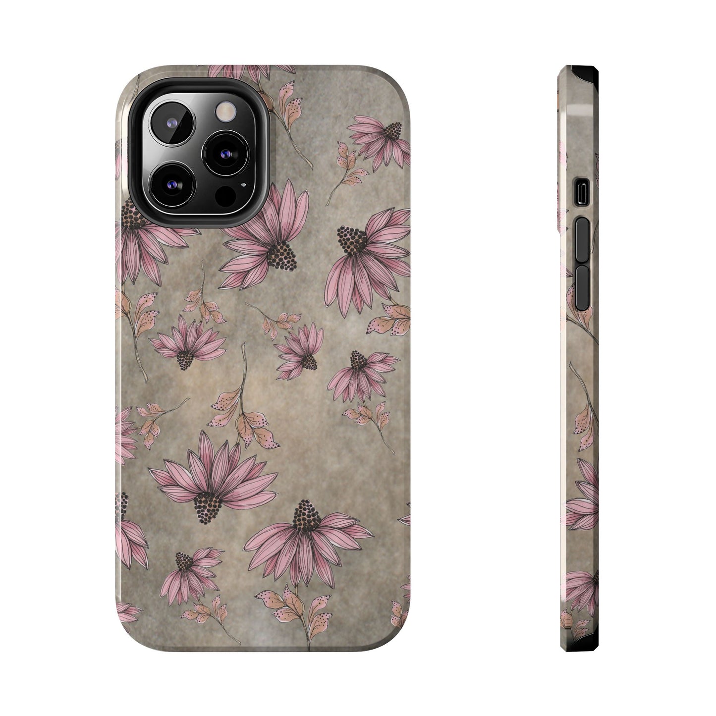 Wild Cone Flowers Taupe Marble Phone Case