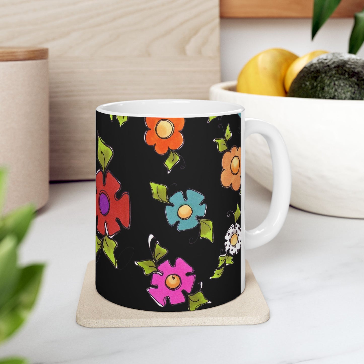 Dog Blooms Black Cup