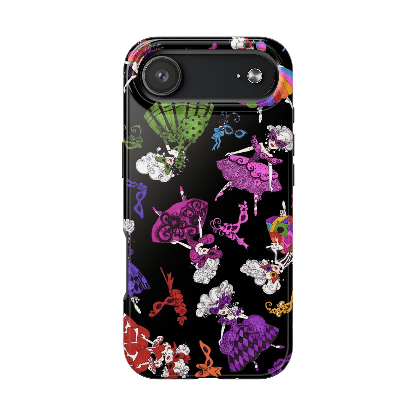Tossed Masquerade Ladies Black Phone Case