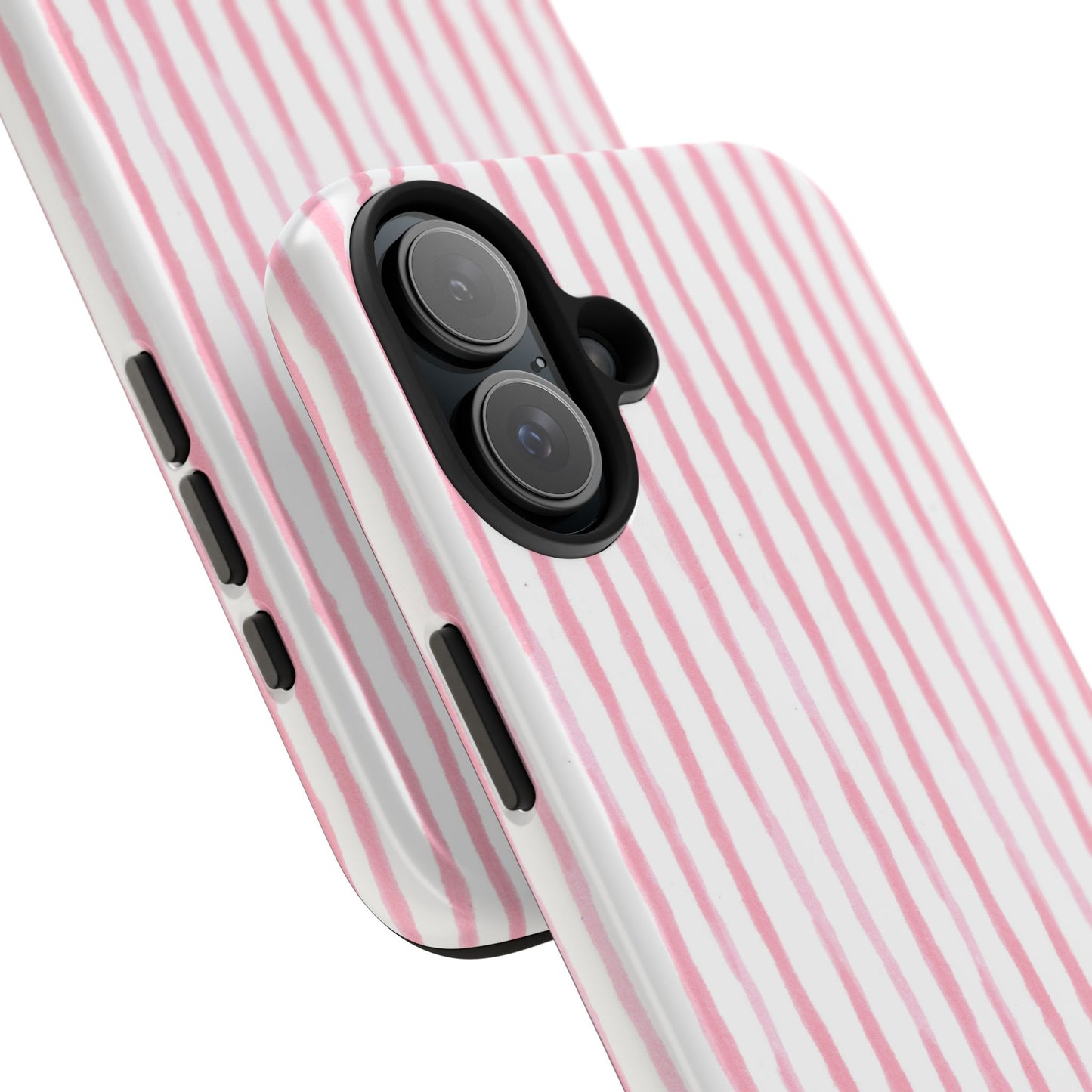 Happy Stripe White / Pink Phone Case