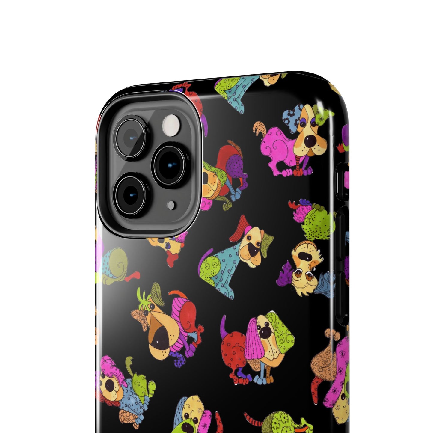 Tossed Happy Dogs Black Phone Case