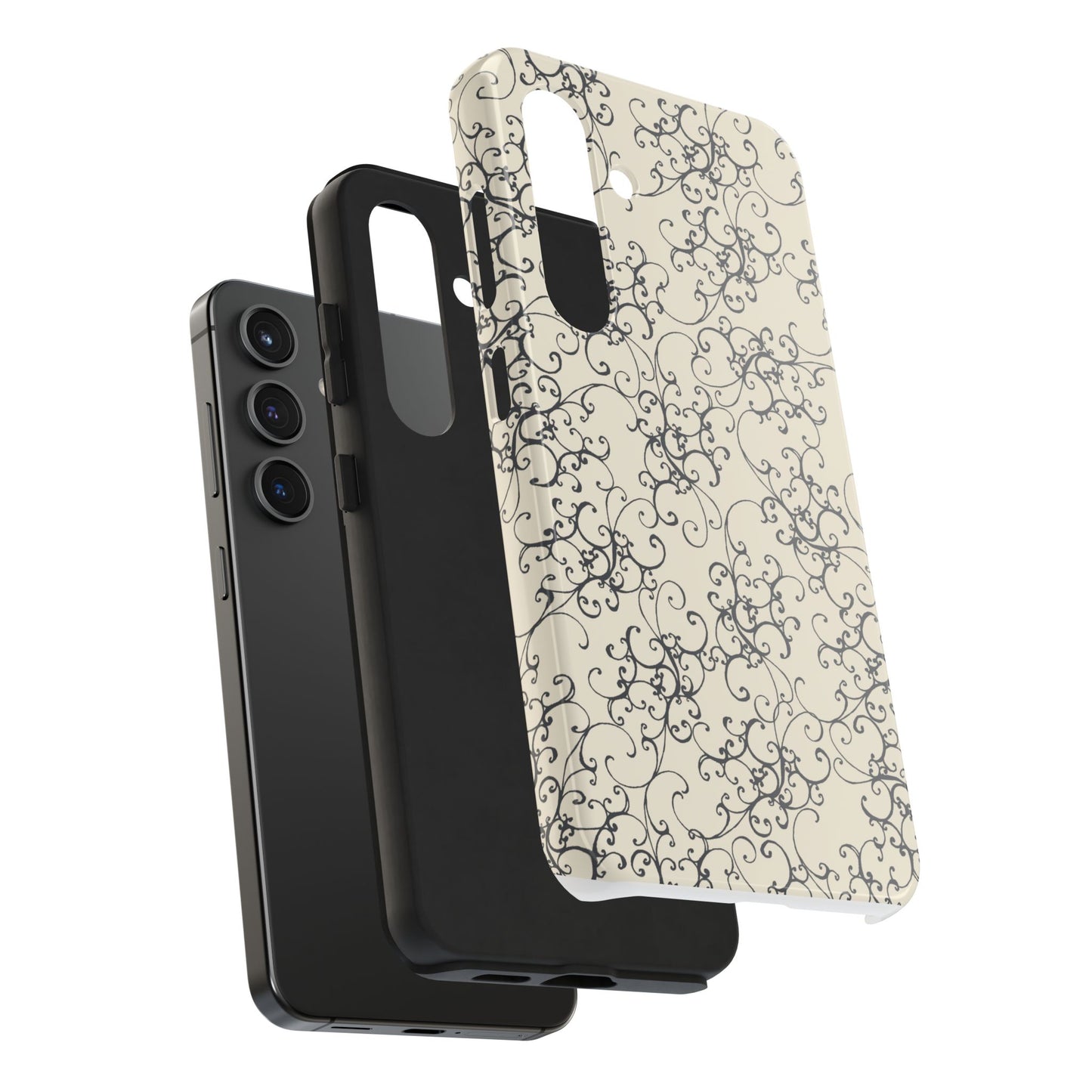 Elegant Scroll Ivory / Black Phone Case