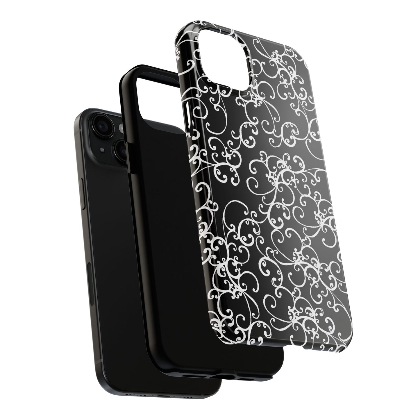 Elegant Scroll Black / White Phone Case