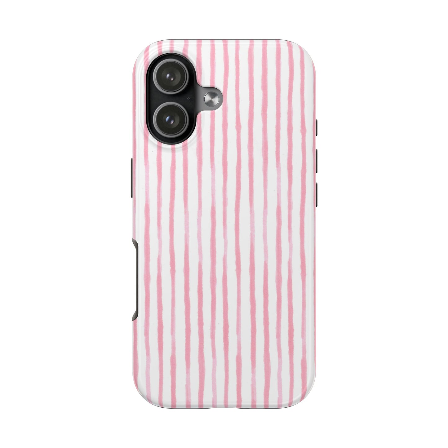 Happy Stripe White / Pink Phone Case