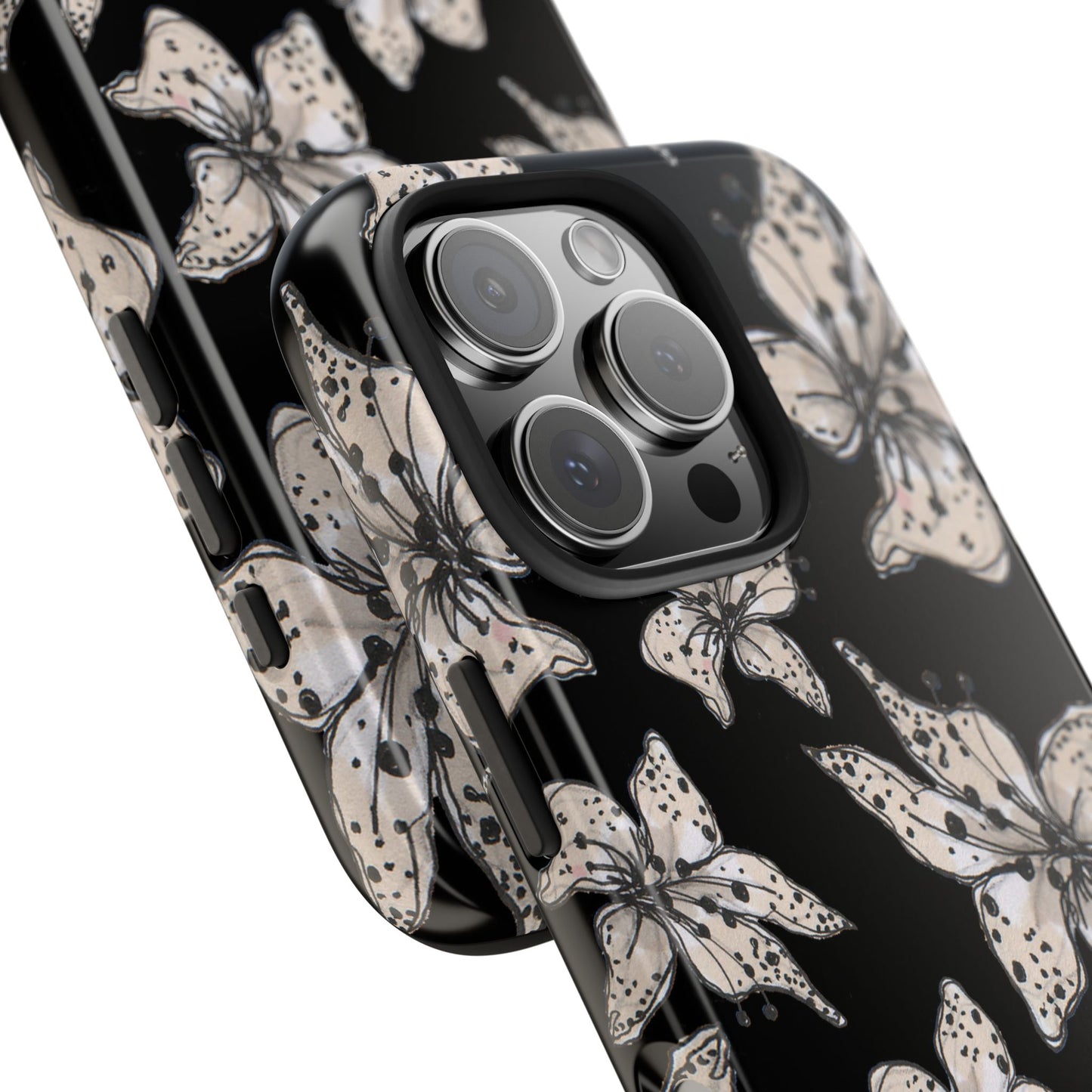 Spotted Lilies Black Phone Case