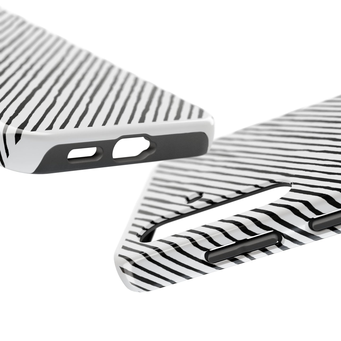 Quirky Bias Stripe White / Black Phone Case