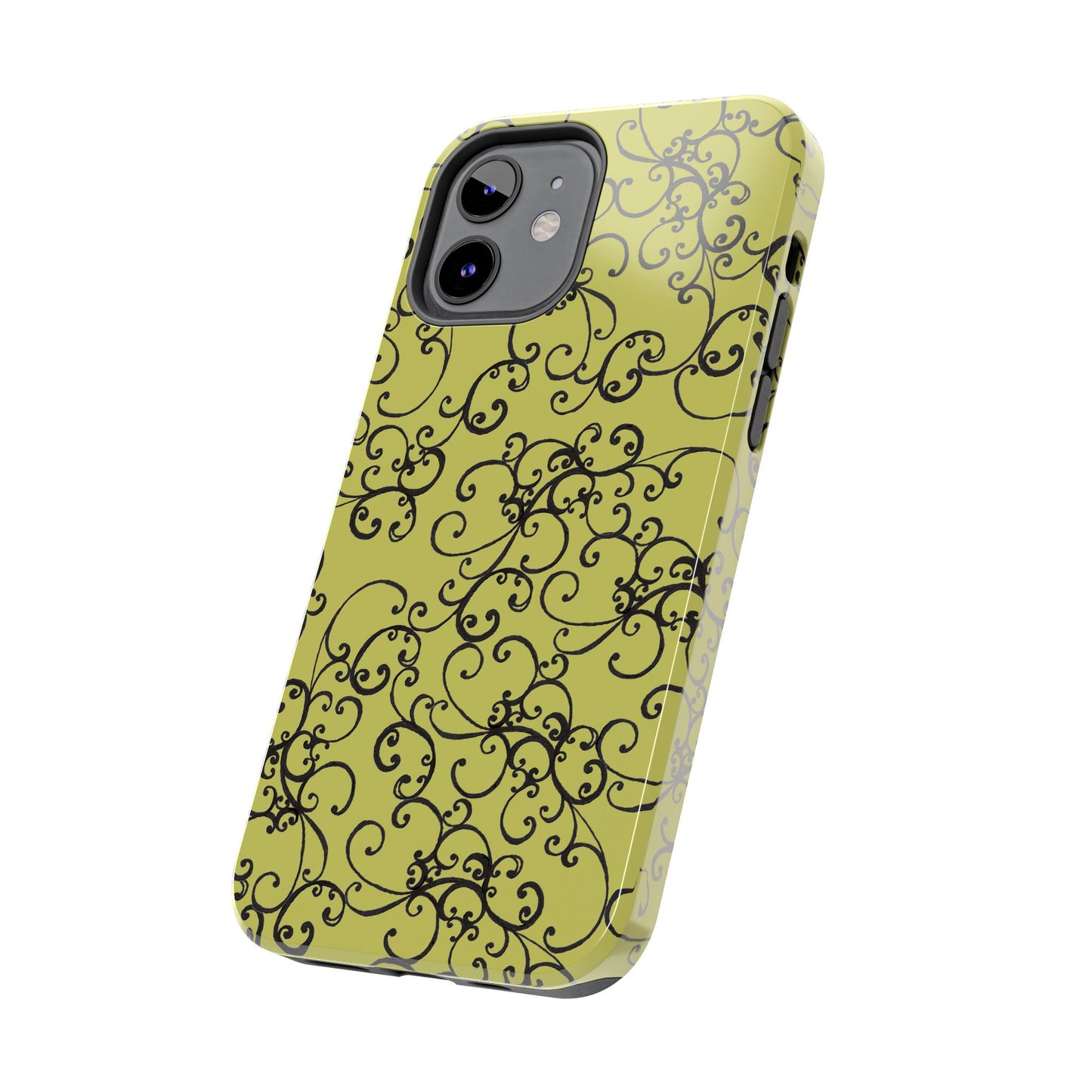 Elegant Scroll Green / Black Phone Case