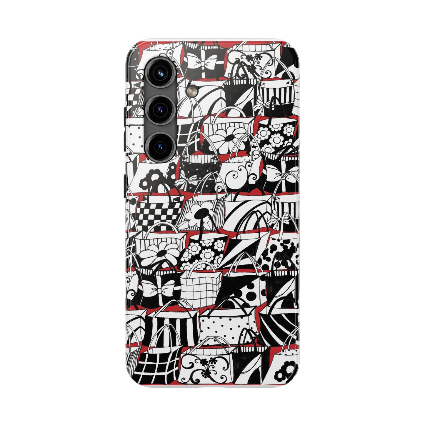 Totally Black, White & Red Phone Case