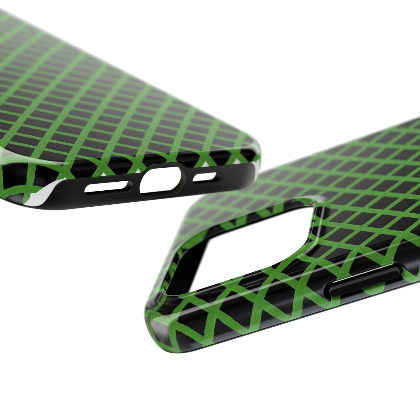 Trellis Green / Black Phone Case