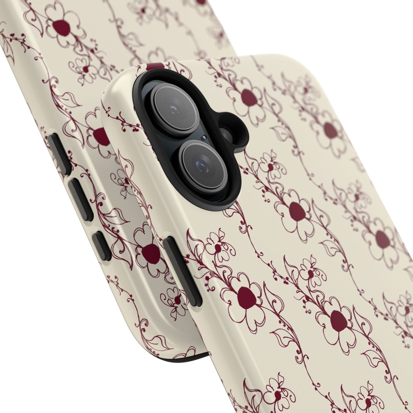 Diagonal Daisies Ivory / Red Phone Case