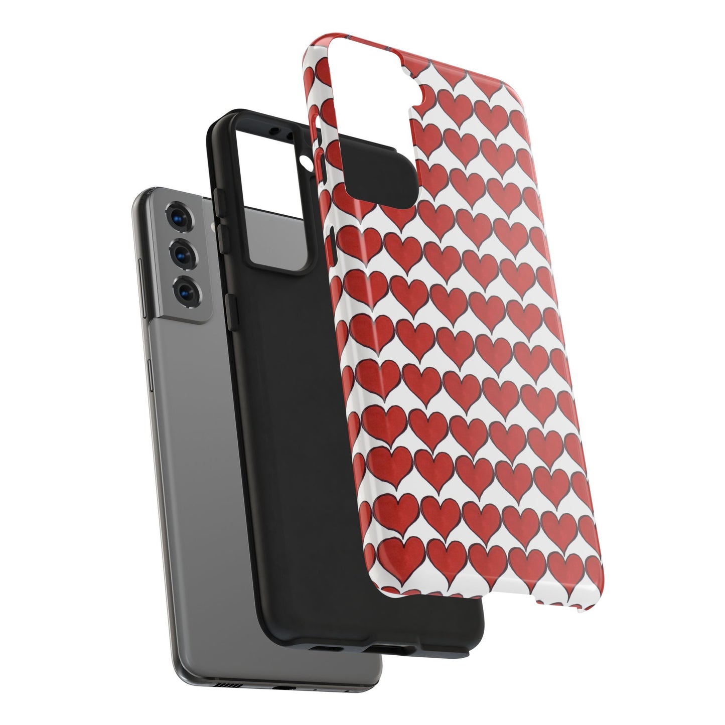 Heartbeats White / Red Phone Case