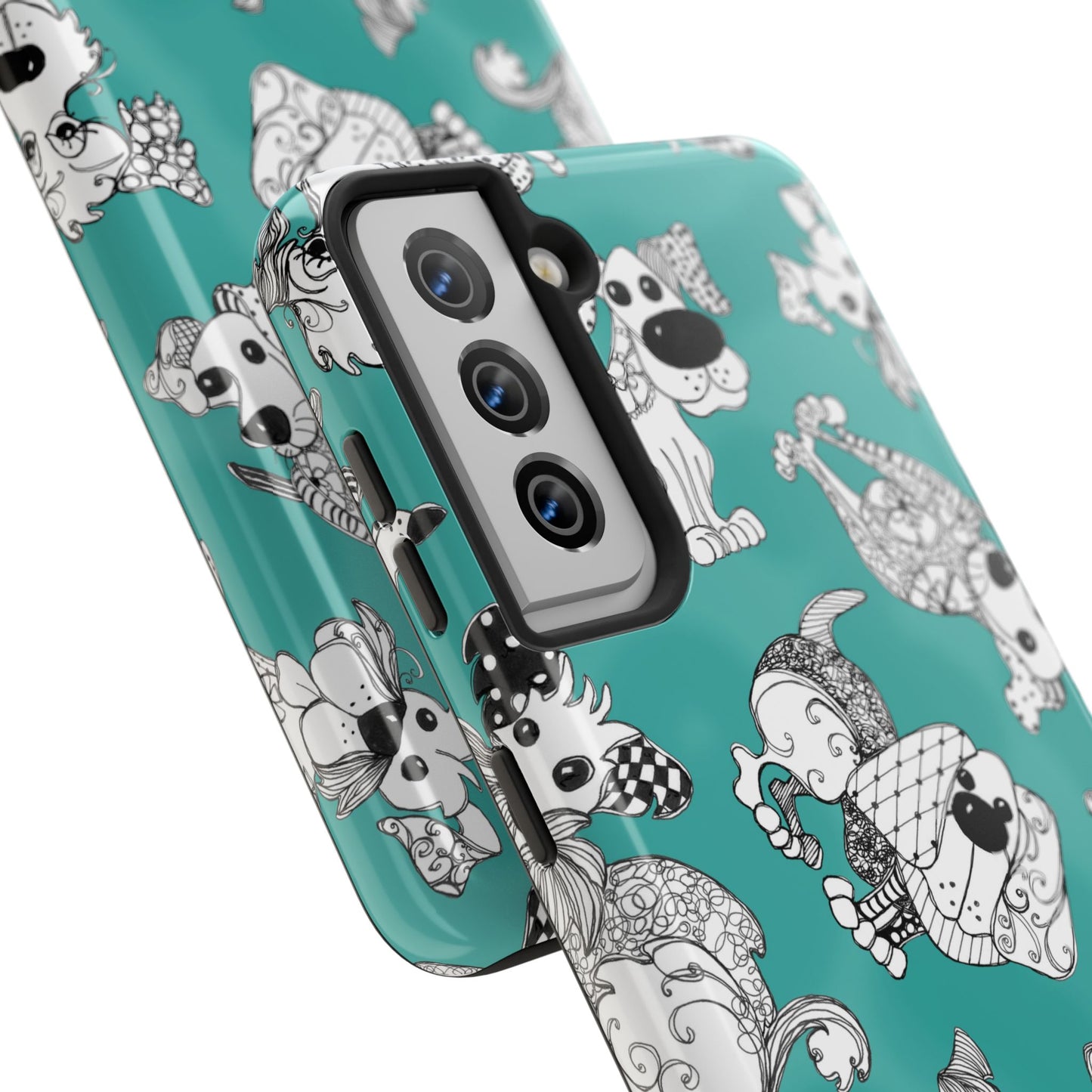 Doodle Dogs Turquoise Phone Case