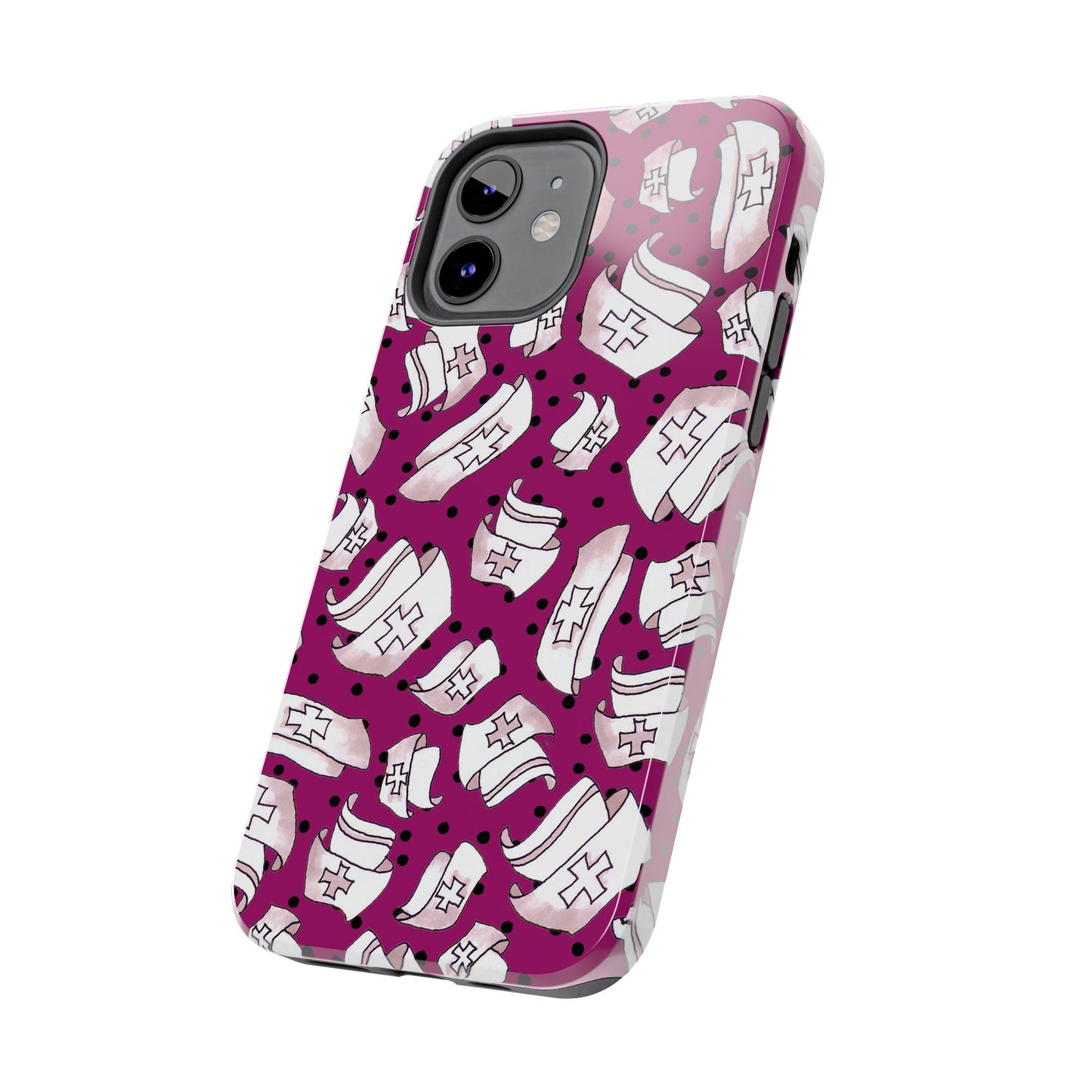 Med Hats Burgundy / Black Phone Case