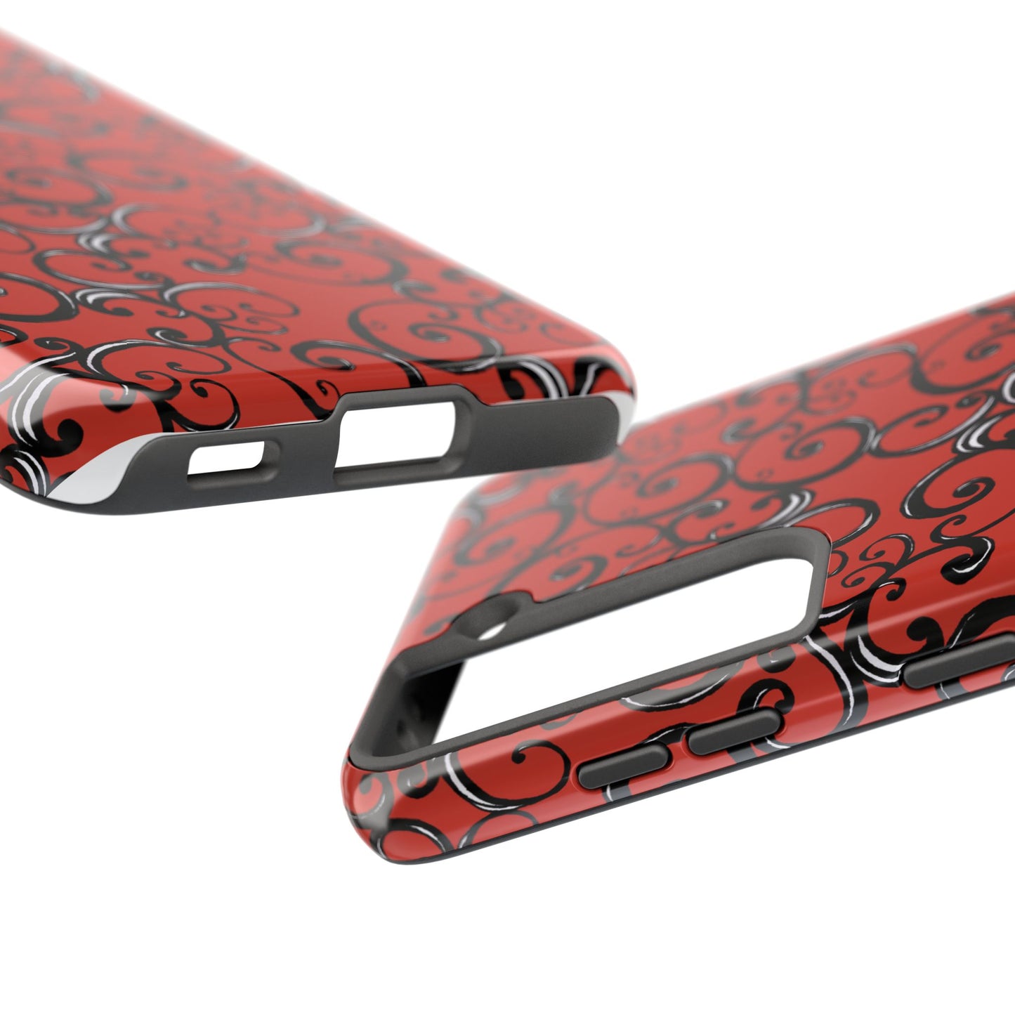 Curls Red / Black Phone Case
