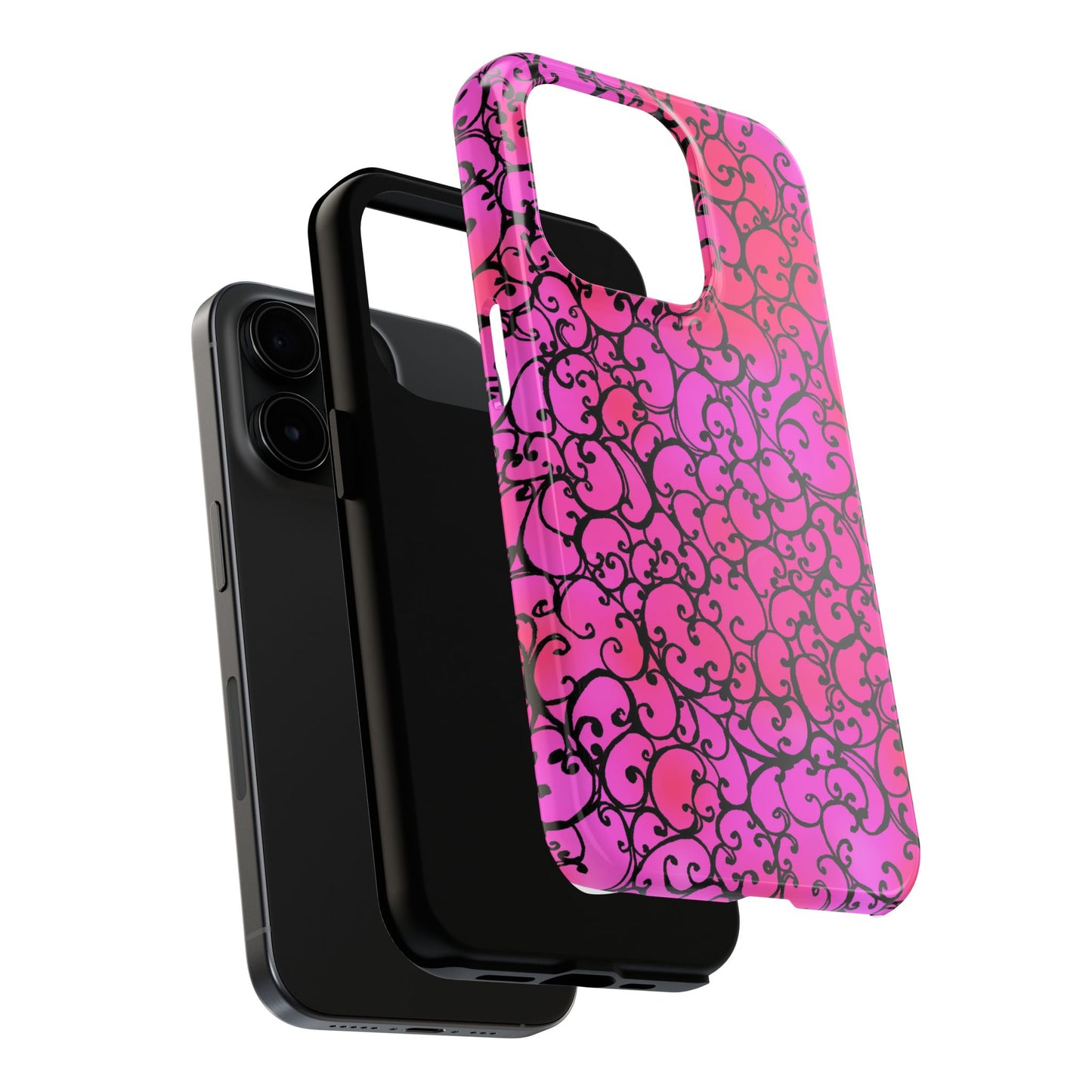 Scrollie Cerise / Black Phone Case