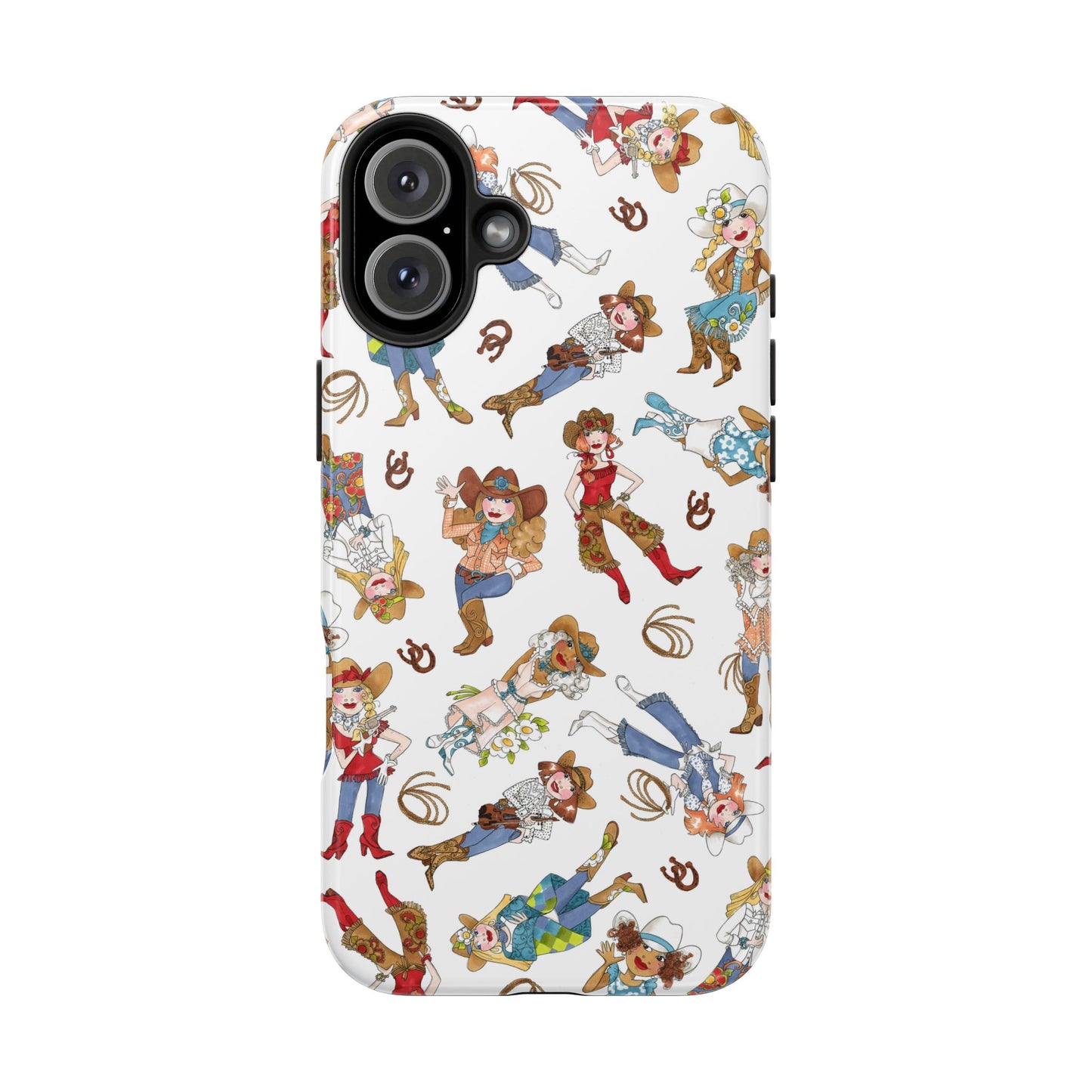 Tossed Cowgirls White Phone Case