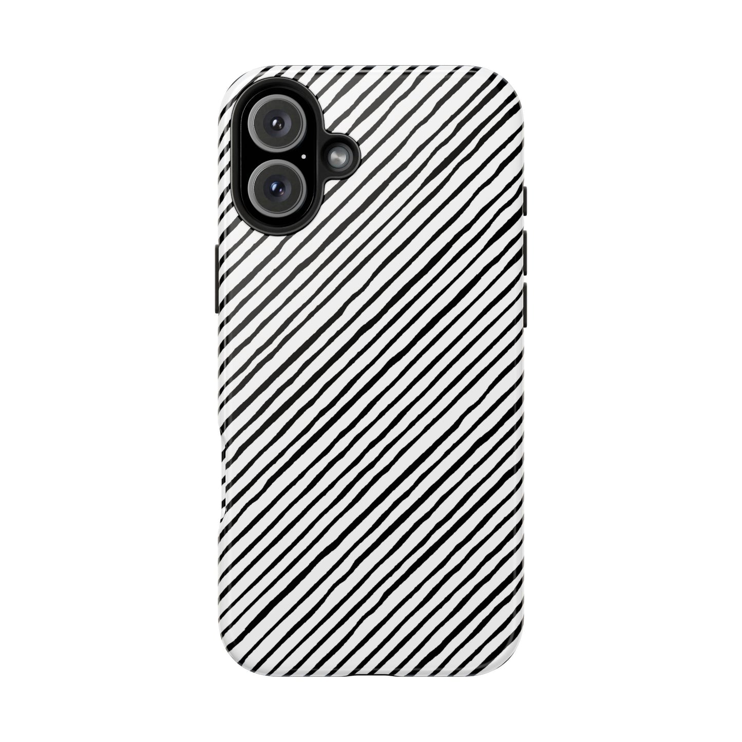 Quirky Bias Stripe White / Black Phone Case