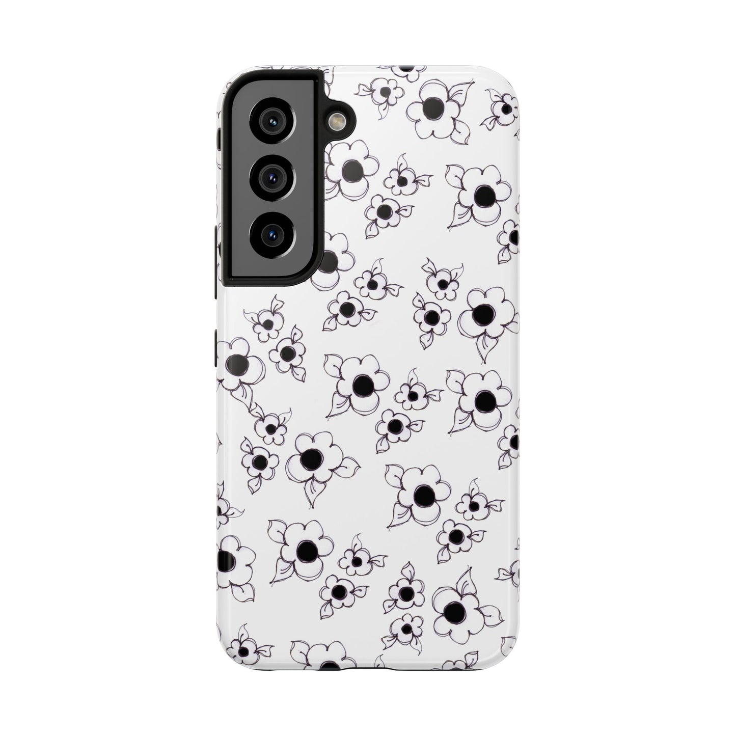 Daisy Cluster White / Black Phone Case