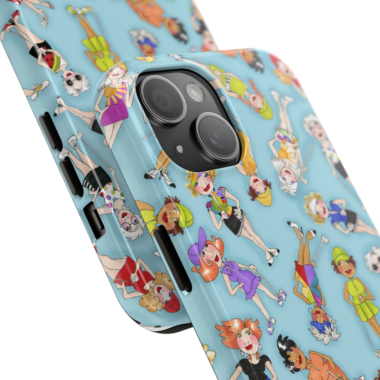 Tossed Golfer Girls Turquoise Phone Case