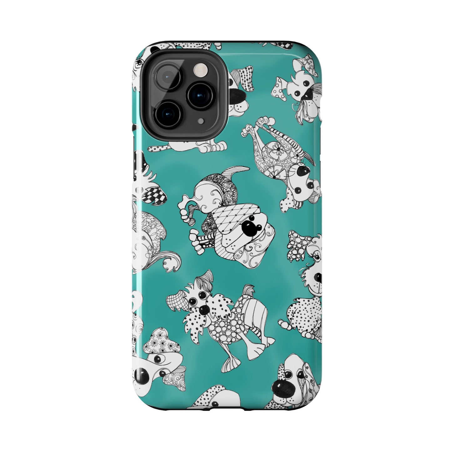Doodle Dogs Turquoise Phone Case