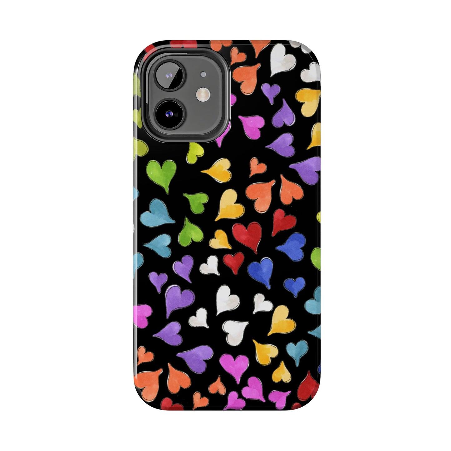 Happy Hearts Black Phone Case