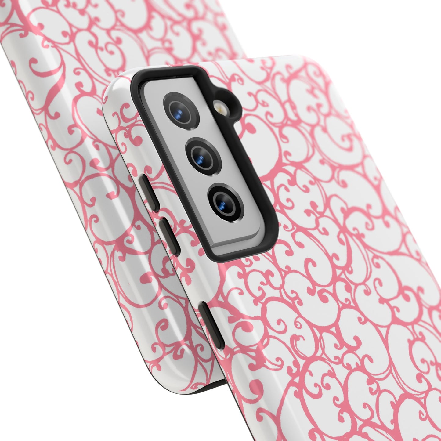 Scrollie White / Pink Phone Case