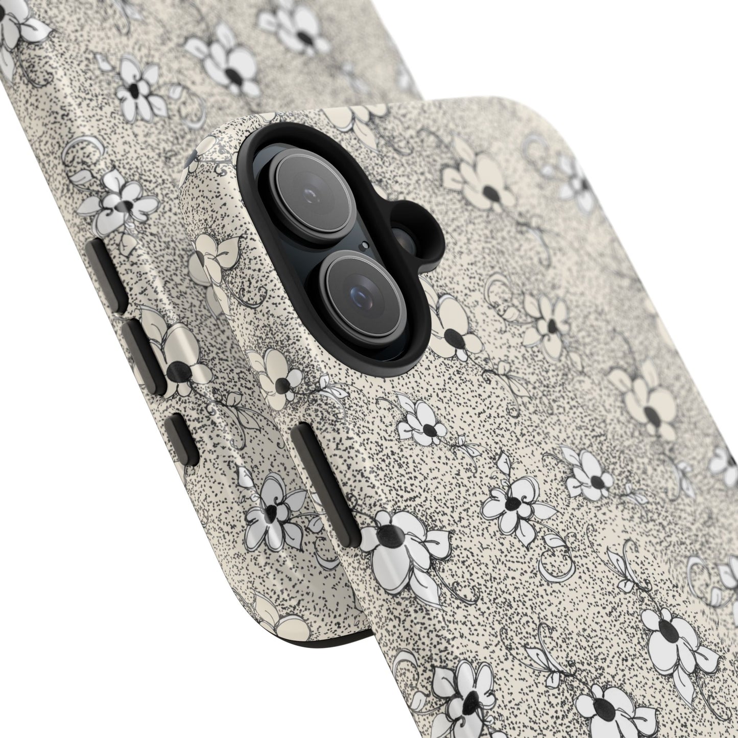 Daisy Flecks Ivory / Black Phone Case