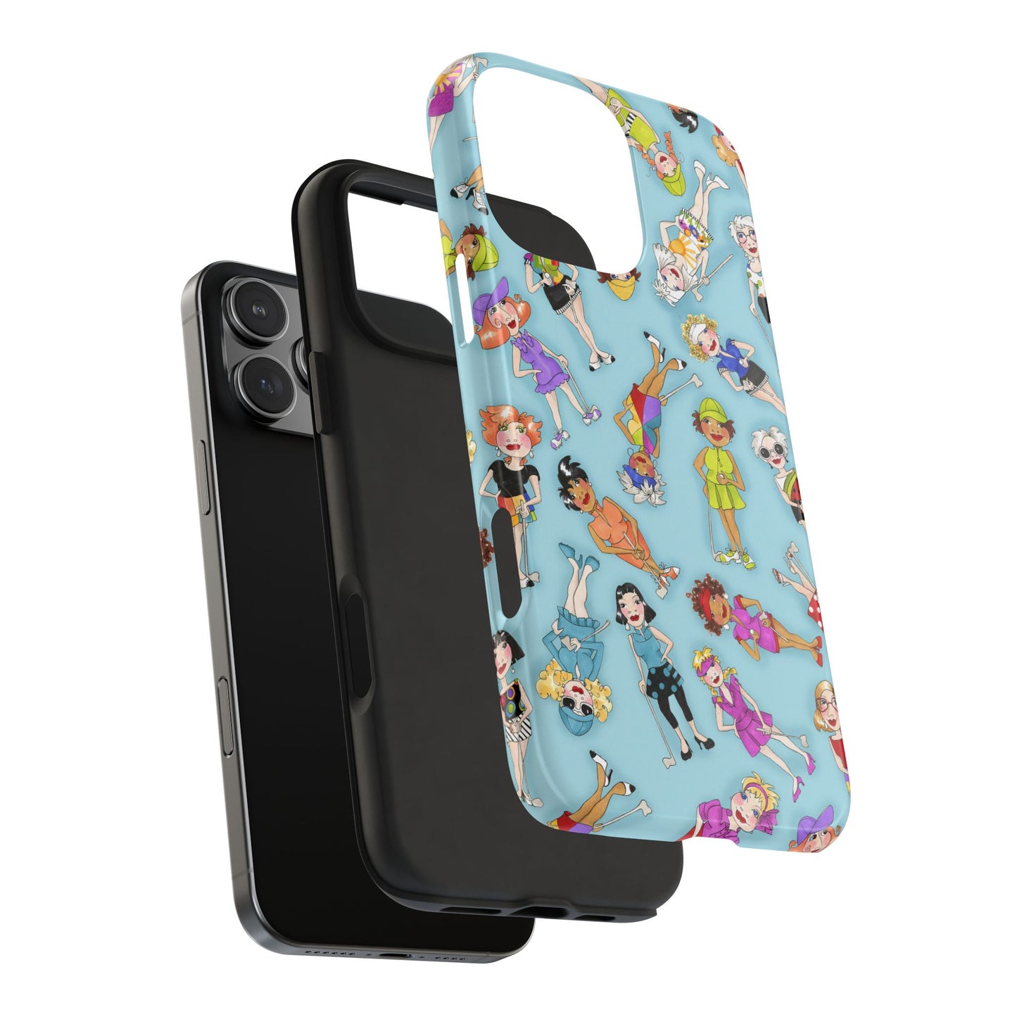 Tossed Golfer Girls Turquoise Phone Case