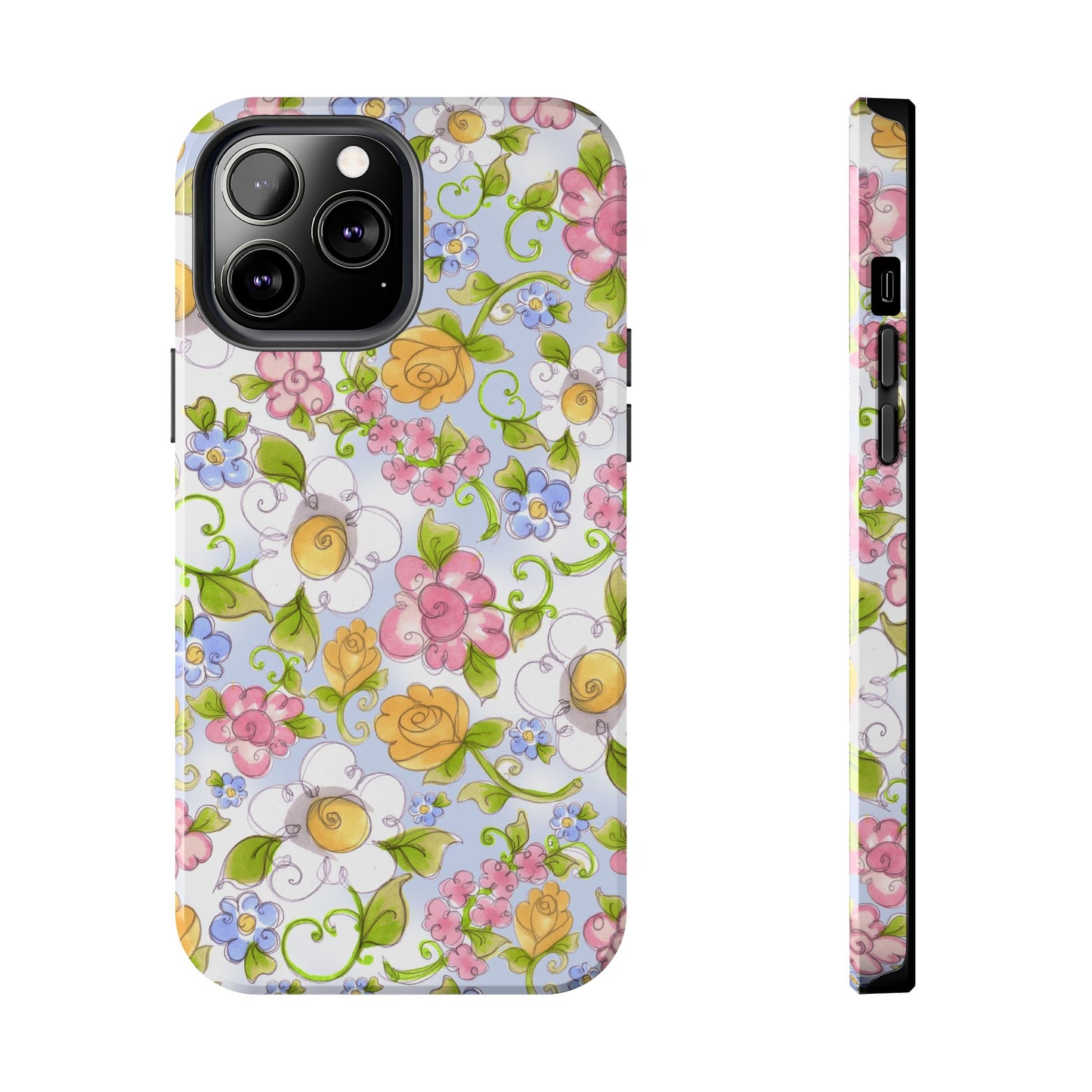 Flower Frolic Blue Phone Case