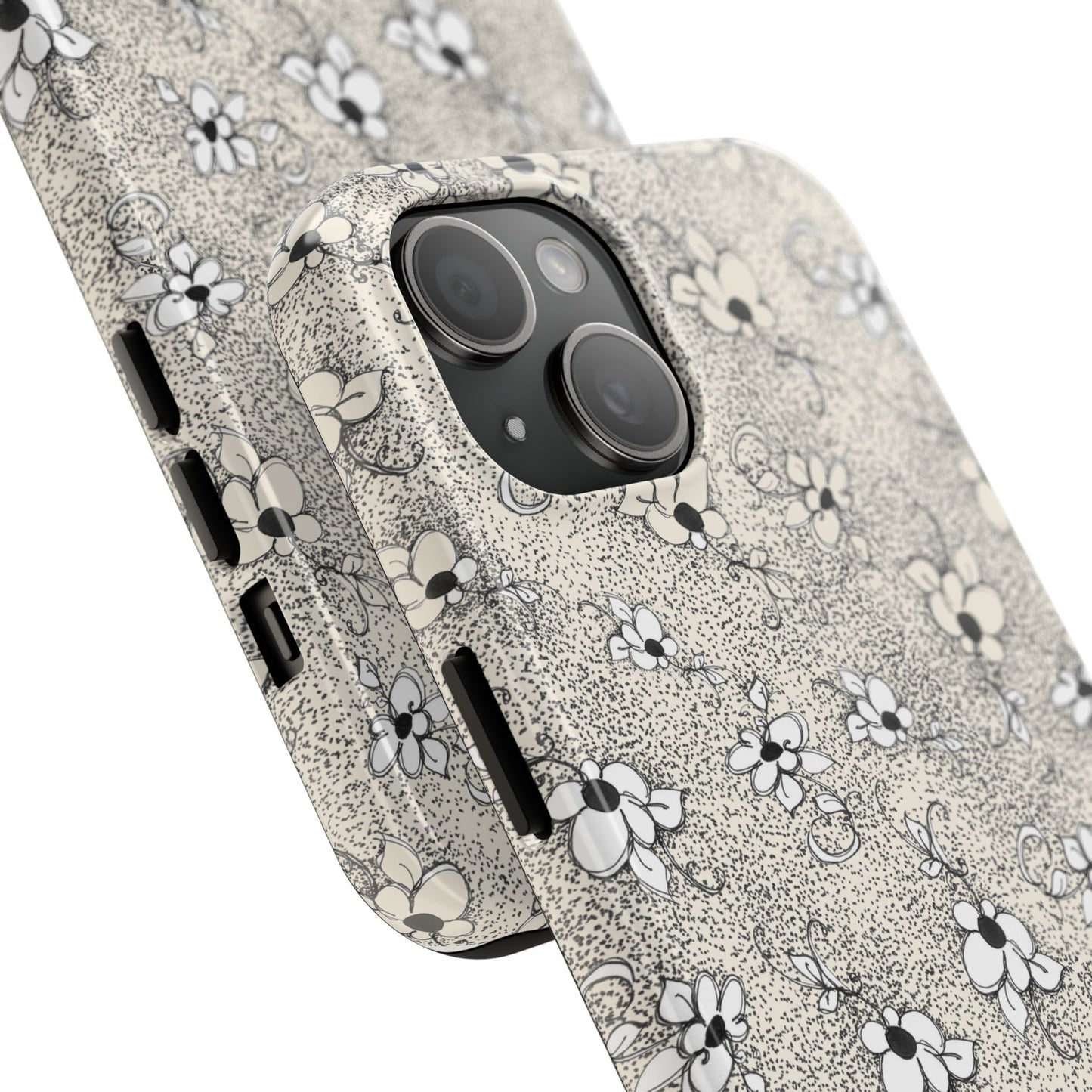 Daisy Flecks Ivory / Black Phone Case