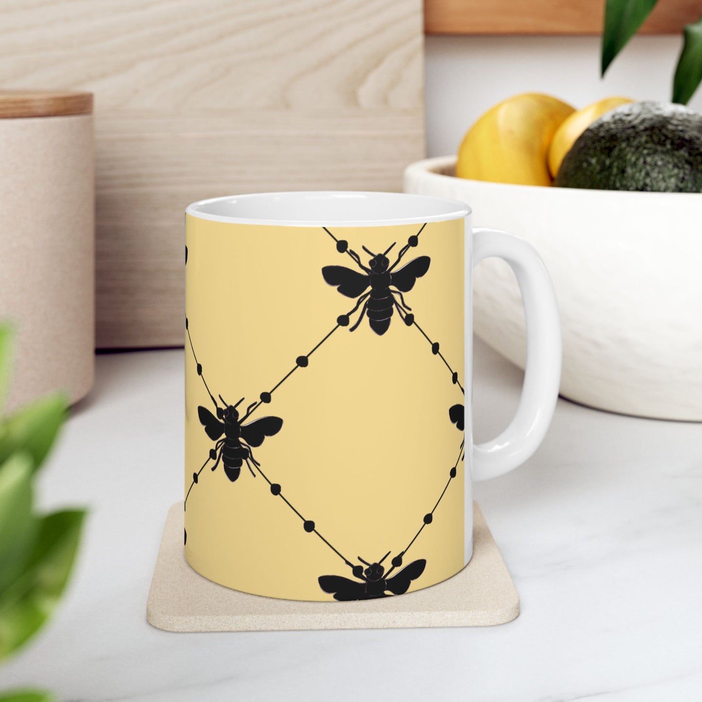 Beaded Bees Yellow Cup