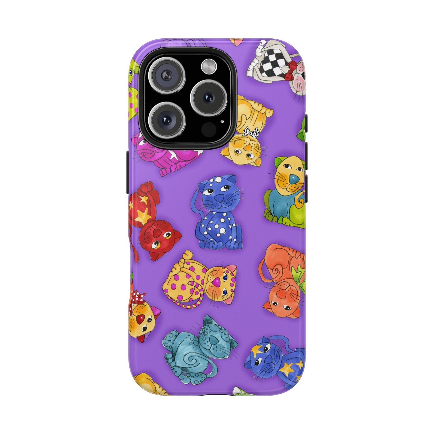 Tossed Happy Cats Purple Phone Case