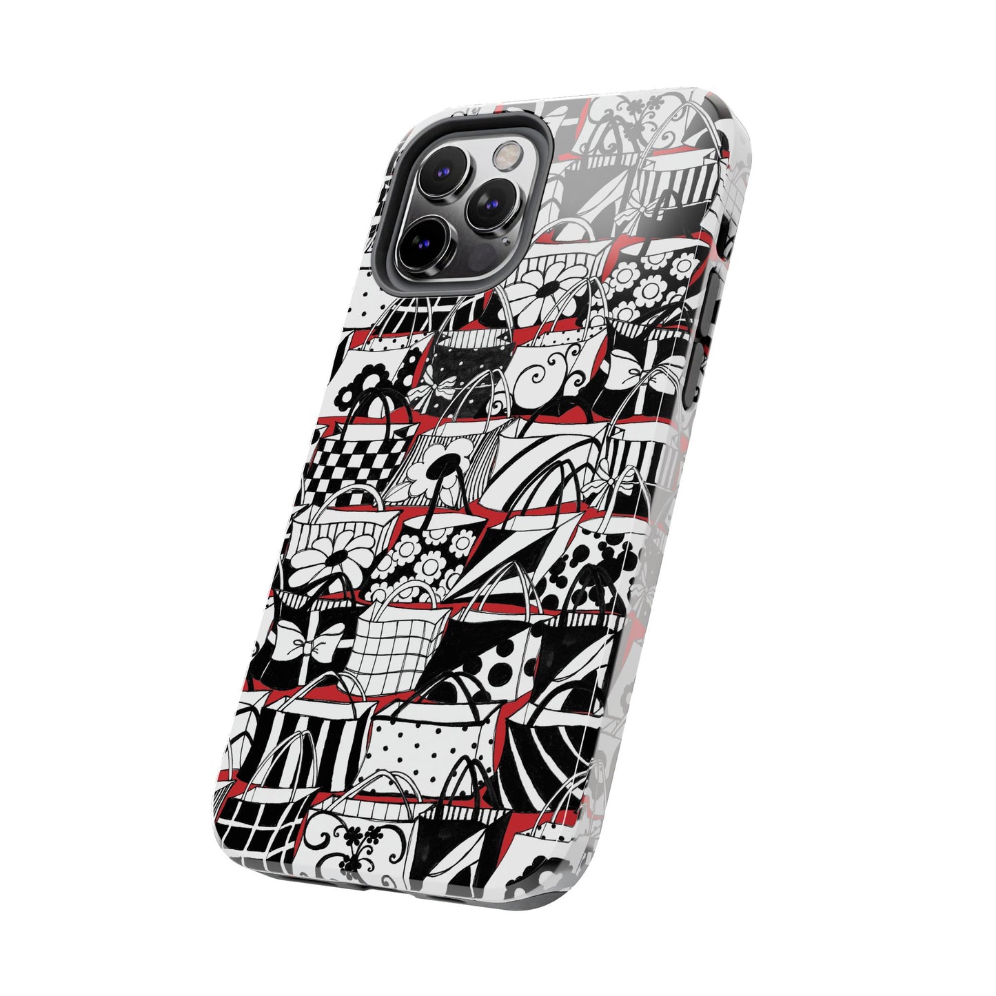 Totally Black, White & Red Phone Case