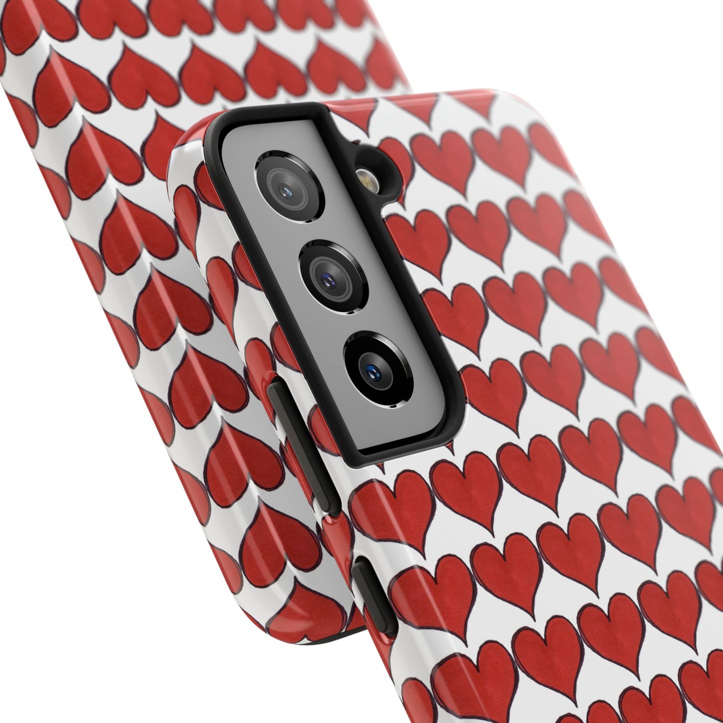 Heartbeats White / Red Phone Case