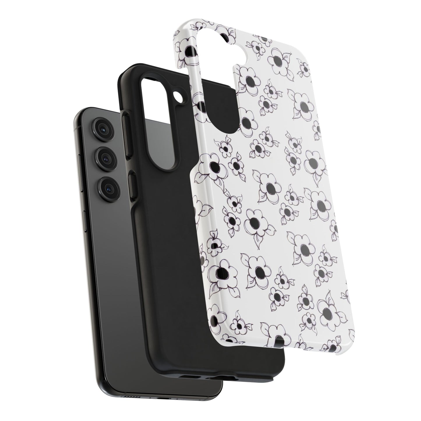 Daisy Cluster White / Black Phone Case