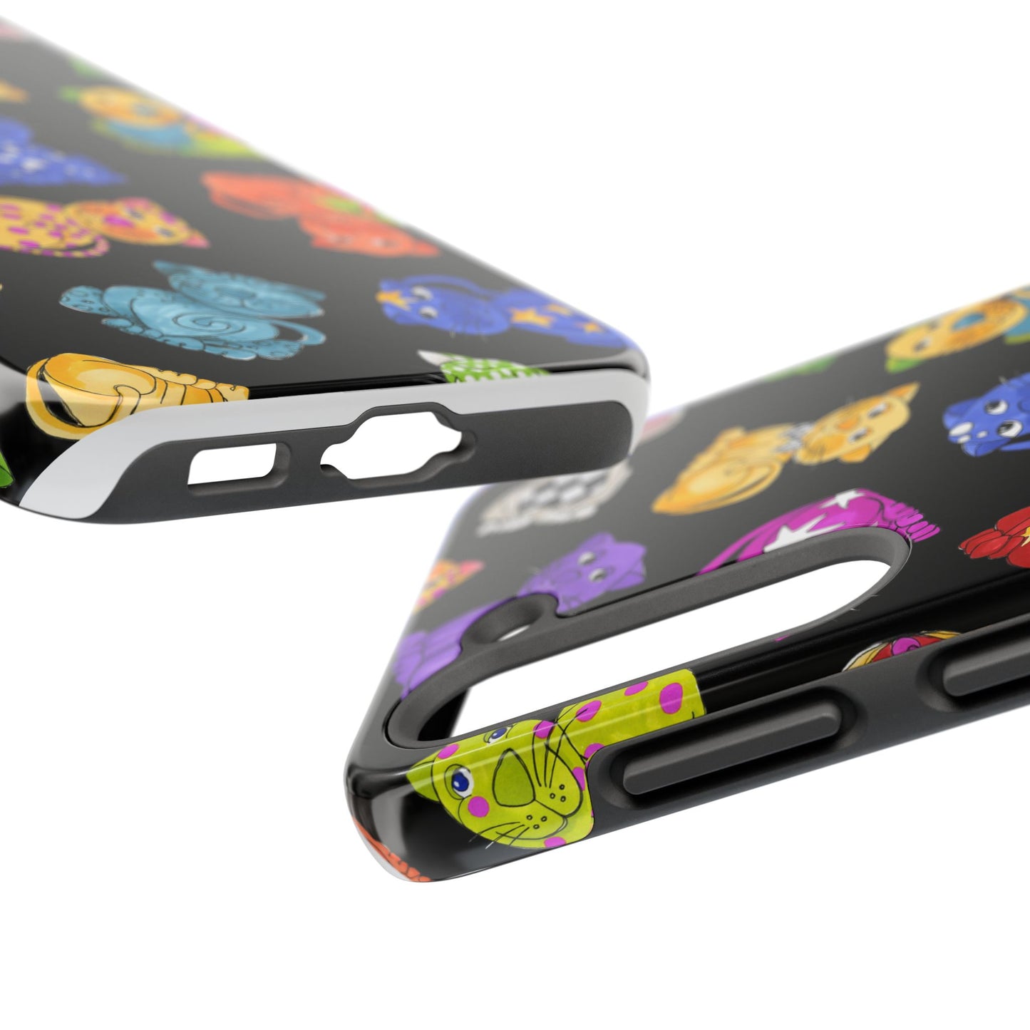 Tossed Happy Cats Black Phone Case